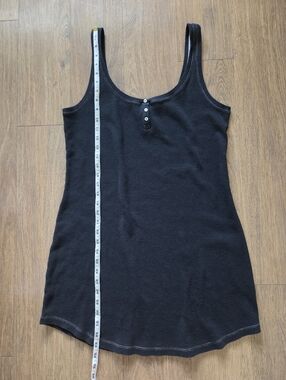 Victoria's Secret Black Scoop Neck Tank with Button Trim